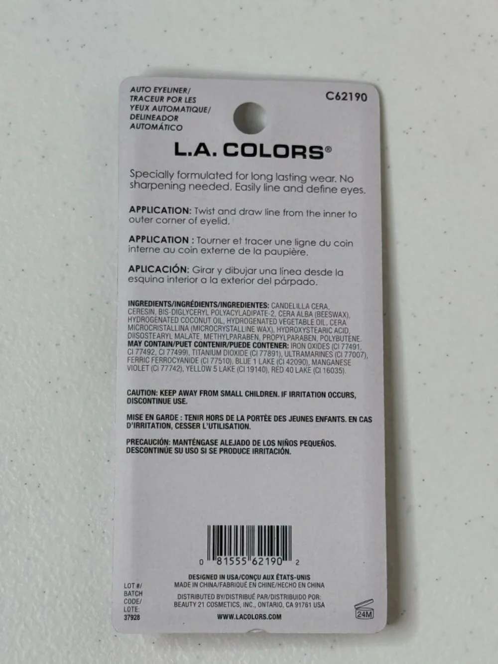 L.A. Colors Auto Eyeliner Black Brown C62190 Twist Up Smudge Proof New